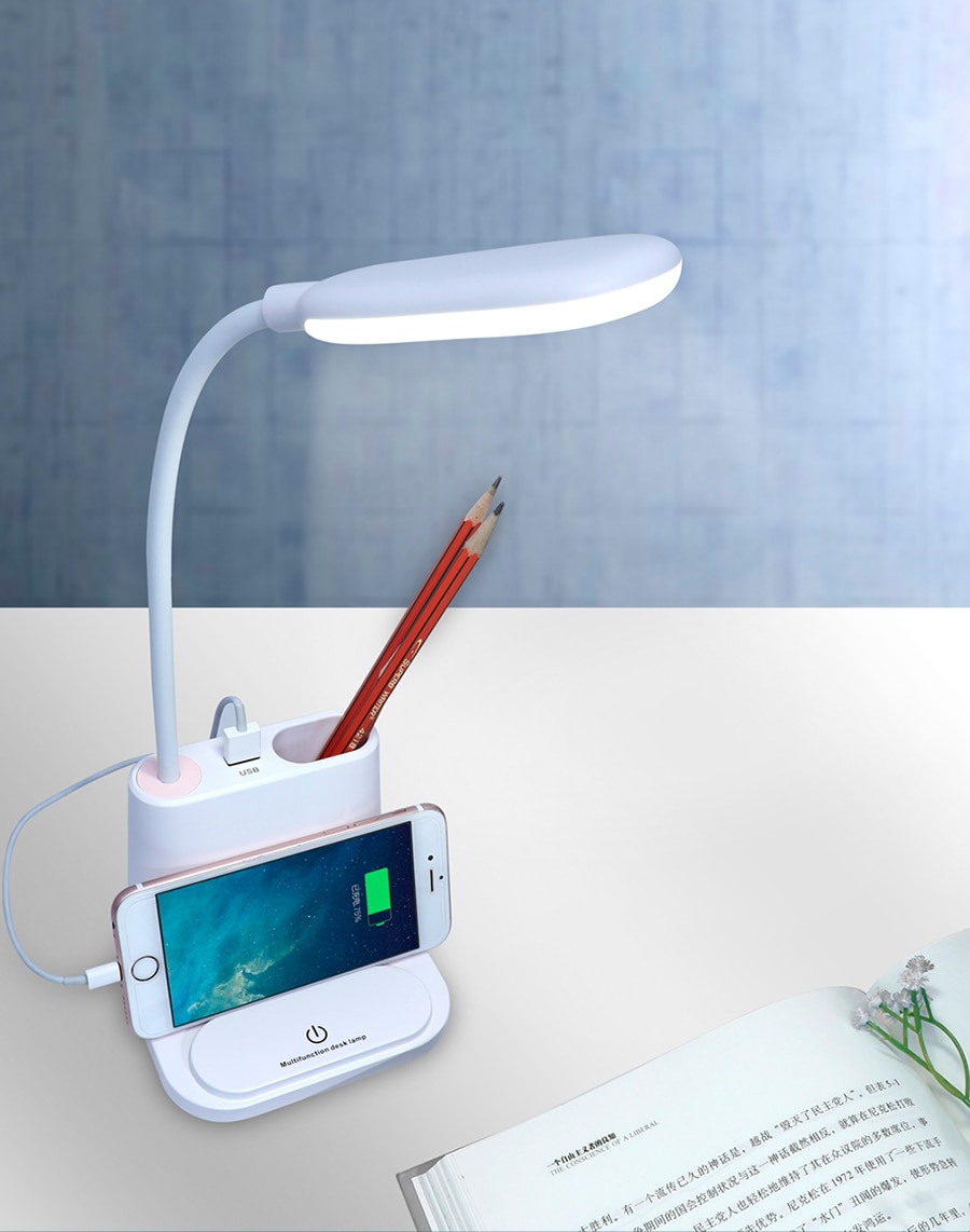 USB Rechargeable LED Desk Lamp Touch Dimming Adjustment Table Lamp for Children Kids Reading Study Bedside Bedroom Living Room
