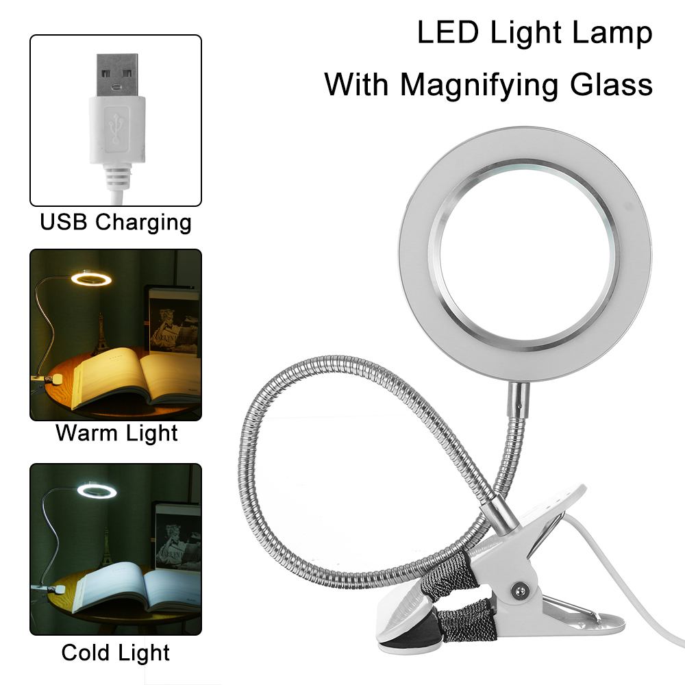 Magnifier Nail Beauty Light Tattoo Clip Light USB Table Lamp Flexo LED Desk Lamp Student Book Lights Study Lamp Reading Light