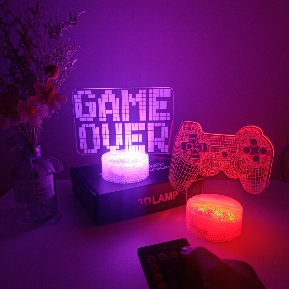 3D Night Lamp Gaming Room Desk Setup Lighting Decor on the table Game Console Icon Logo Sensor Light for Kids Bedside Gift