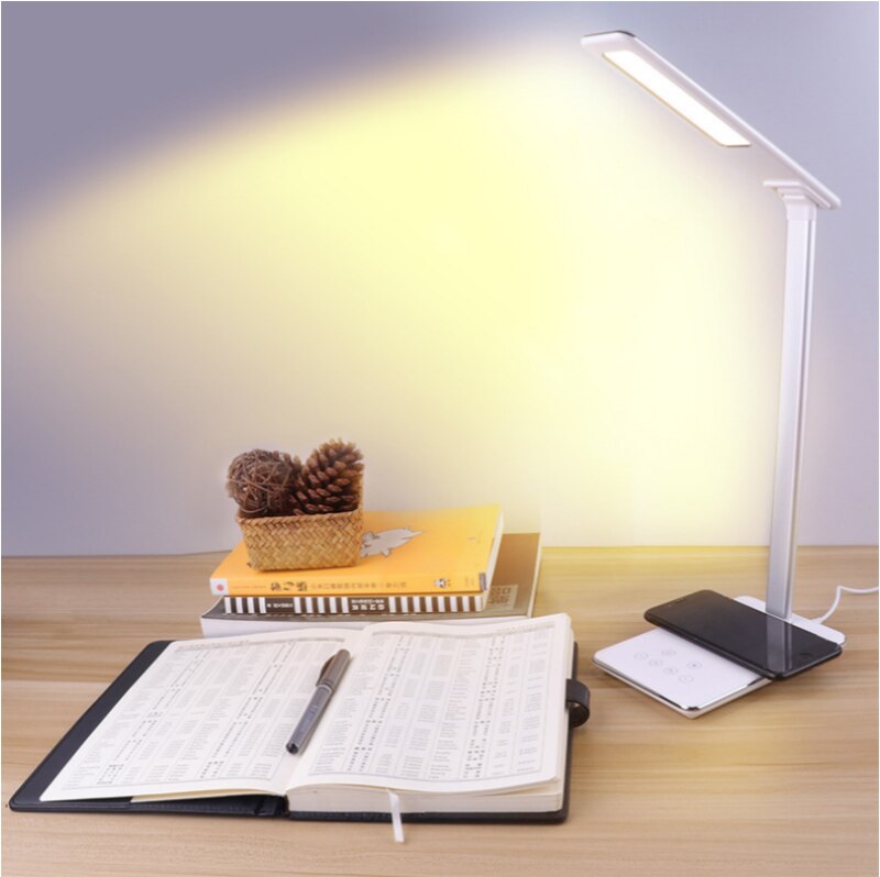 New Multi-function LED Table Lamp Foldable 4 Color Temperature Book Light Mobile Phone Wireless Smart Charging USB Output