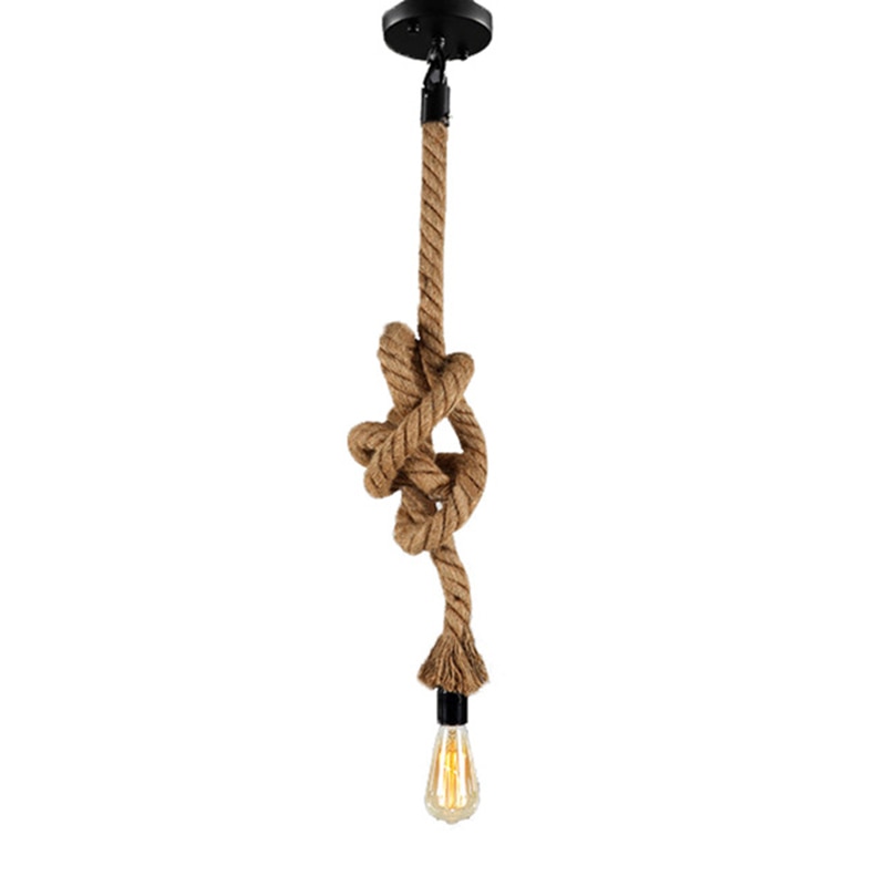 Vintage 1/2/3/4/5m long Hemp Rope Retro Loft Single Head Double Heads Industrial light Hanging Lamp Pendant Light  Edison Lamp