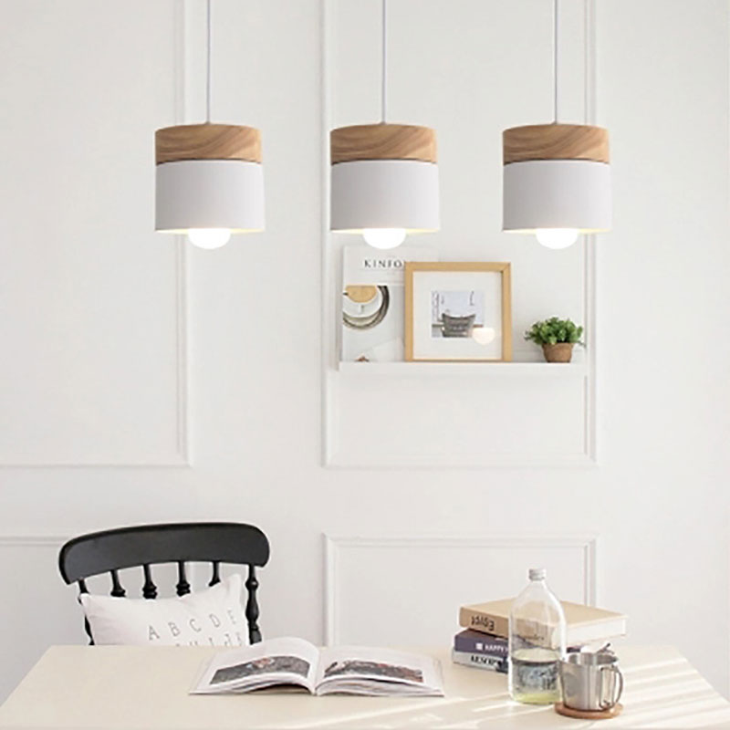 Nordic simplicity LED E27 Pendant light Modern macaron Hanging Lights Home improvement Iron and wood decoration Pendant lamp