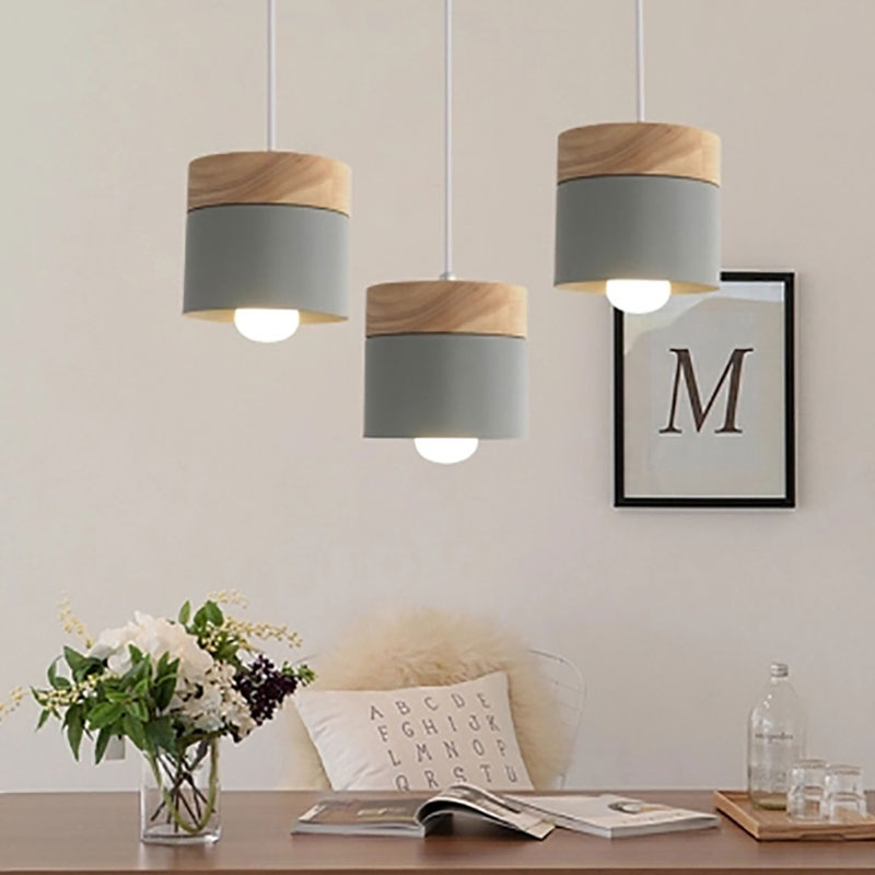 Nordic simplicity LED E27 Pendant light Modern macaron Hanging Lights Home improvement Iron and wood decoration Pendant lamp