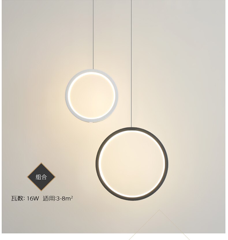 Round Circle LED Pendant Lights for Modern Dining Room Bedroom Bedside Light  Hanging Lamp Light Fixtures Living Room Decoration
