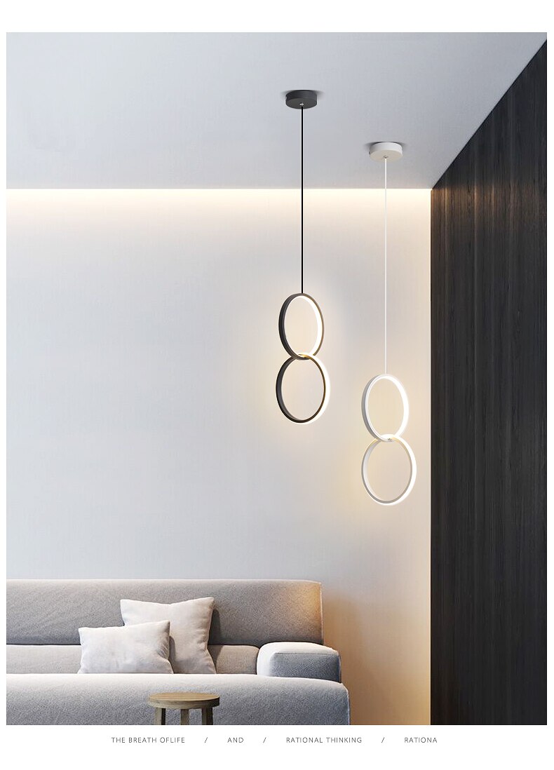 Round Circle LED Pendant Lights for Modern Dining Room Bedroom Bedside Light  Hanging Lamp Light Fixtures Living Room Decoration
