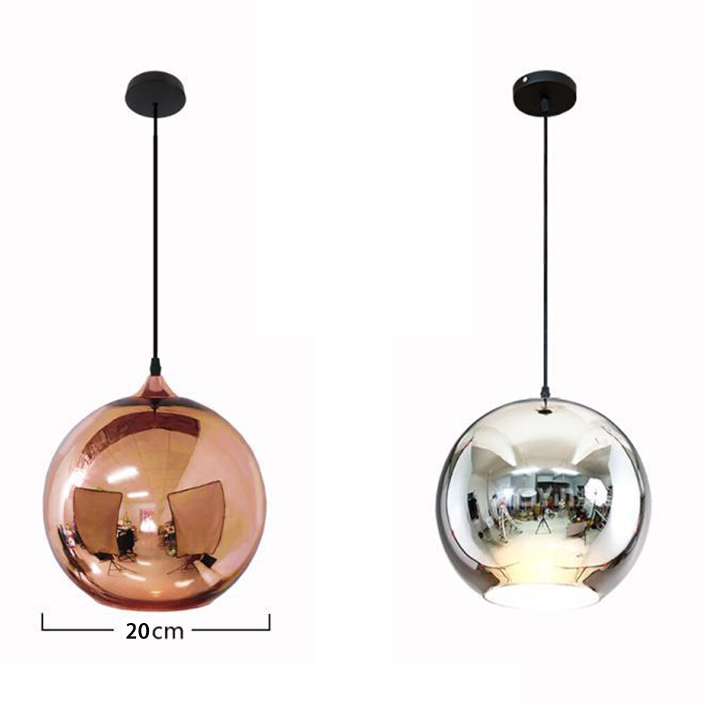 Copper Glass Ball Pendant Lighting Globe Lustre Pendant Lights Mirror Hanging Lamp Kitchen Home Decor  Industrial Lamp Luminaire