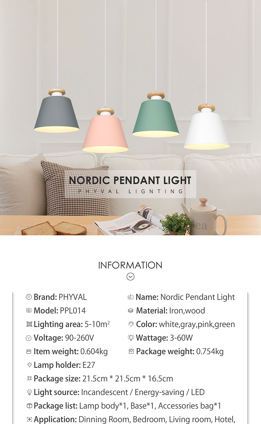 LED Pendant Lamp Restaurant Pendant Lights Modern Nordic Lighting for Dining Living room Wood Lights for Bedroom beside Lamp E27
