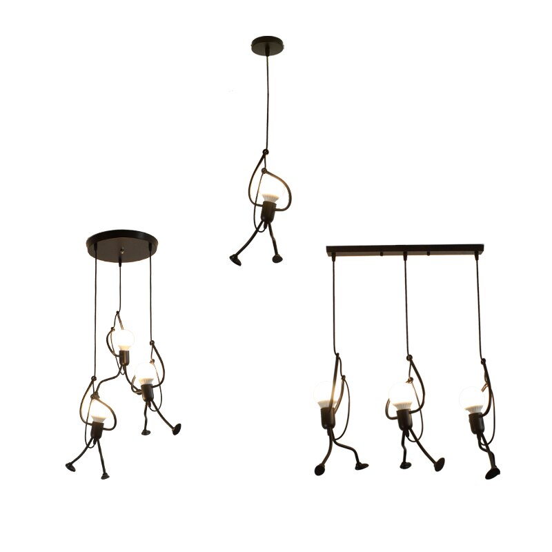 Creative Little Man Pendant Lights Climbing Pendant Lamp for Children Room Hanging Lamp Metal Cord Pendant Lamps Art Decoration