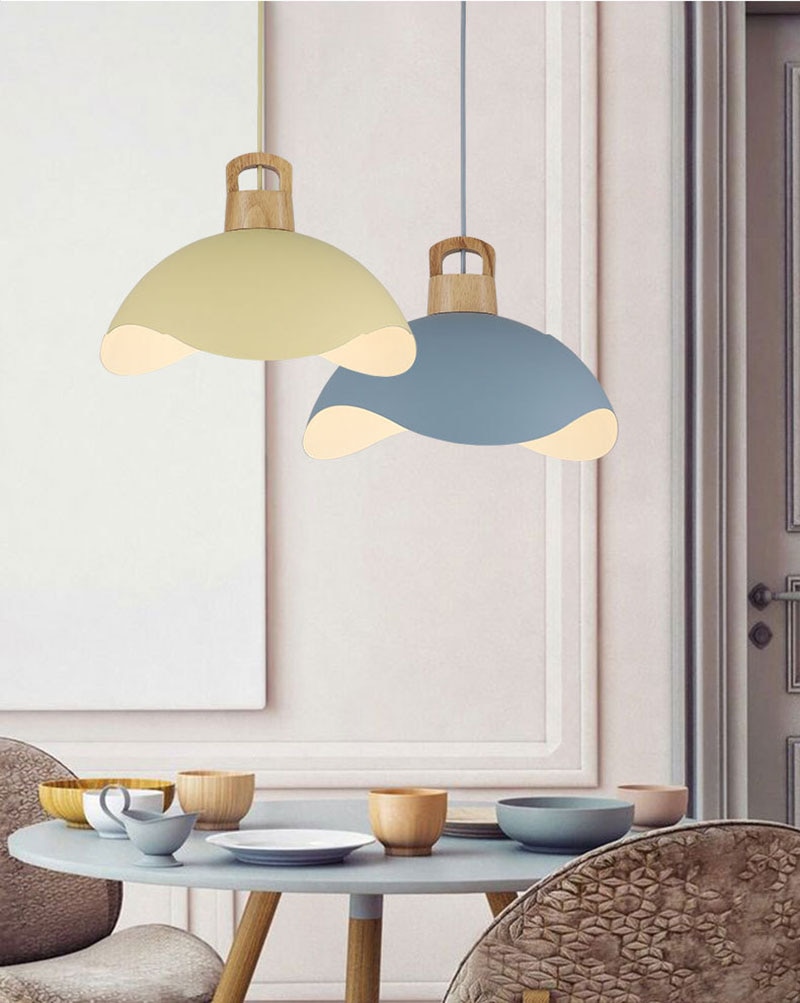 Nordic modern simple wood aluminum E27 pendant lights dining room bedroom bedside kitchen living room lamps