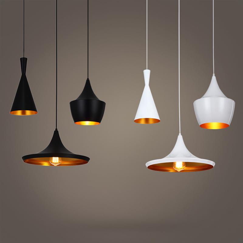 Aluminum Loft Vintage Industrial Pendant Light Black/White Lampshades Lamp Coffee Bar Kitchen Hanging Indoor Lighting