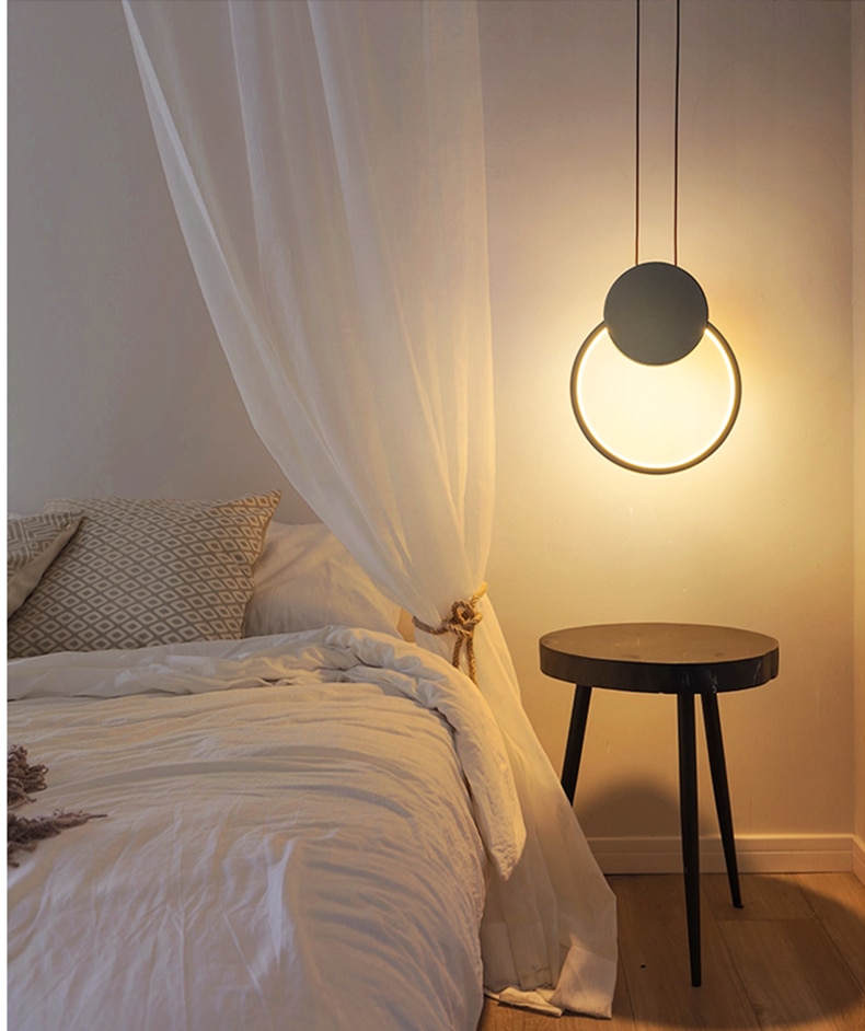 Nordic Round Ring Led Pendant Lights Bedside Bedroom Kitchen Fixture Hanging Lamps Home Decoration Accessories Interior Lighting