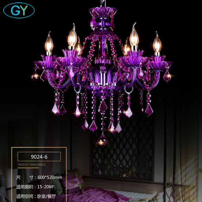 Nordic Purple Crystal Light Restaurant Bedroom Light Hotel Internet Cafe KTV Cafe Clothing Store Glass Chandelier lustre lamp