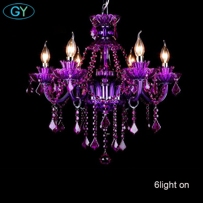Nordic Purple Crystal Light Restaurant Bedroom Light Hotel Internet Cafe KTV Cafe Clothing Store Glass Chandelier lustre lamp