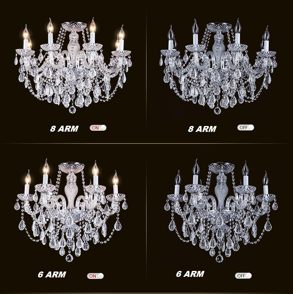 Luxury New K9 3/6/8/10/15/18 Arm Modern Crystal  Lustres De Cristal Lamps Chandeliers AC110V/220V Home Decoration Lighting