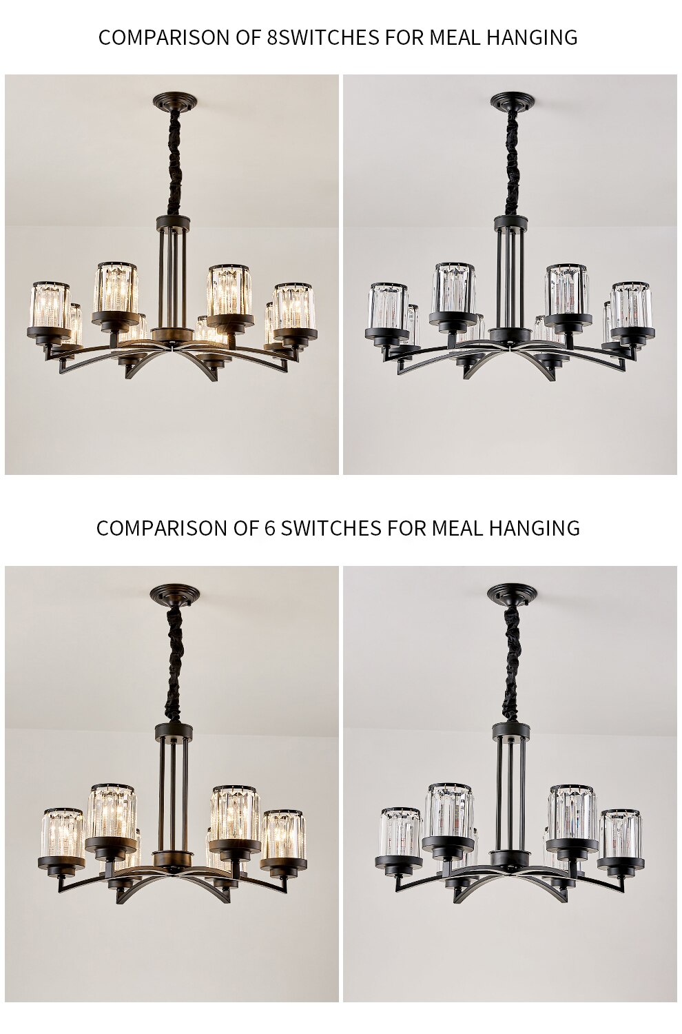 LED Crystal chandelier lustres de cristal lighting luminaire retro kitchen Dining room Living room pendant lamp candelabro