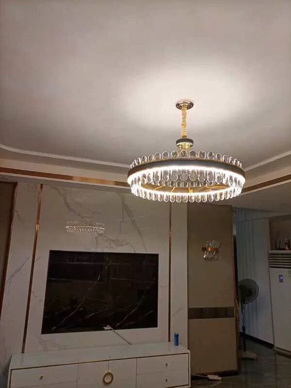 LED Postmodern Round Oval Crystal Chandelier Lighting Lustre Suspension Luminaire Lampen For Dinning Room