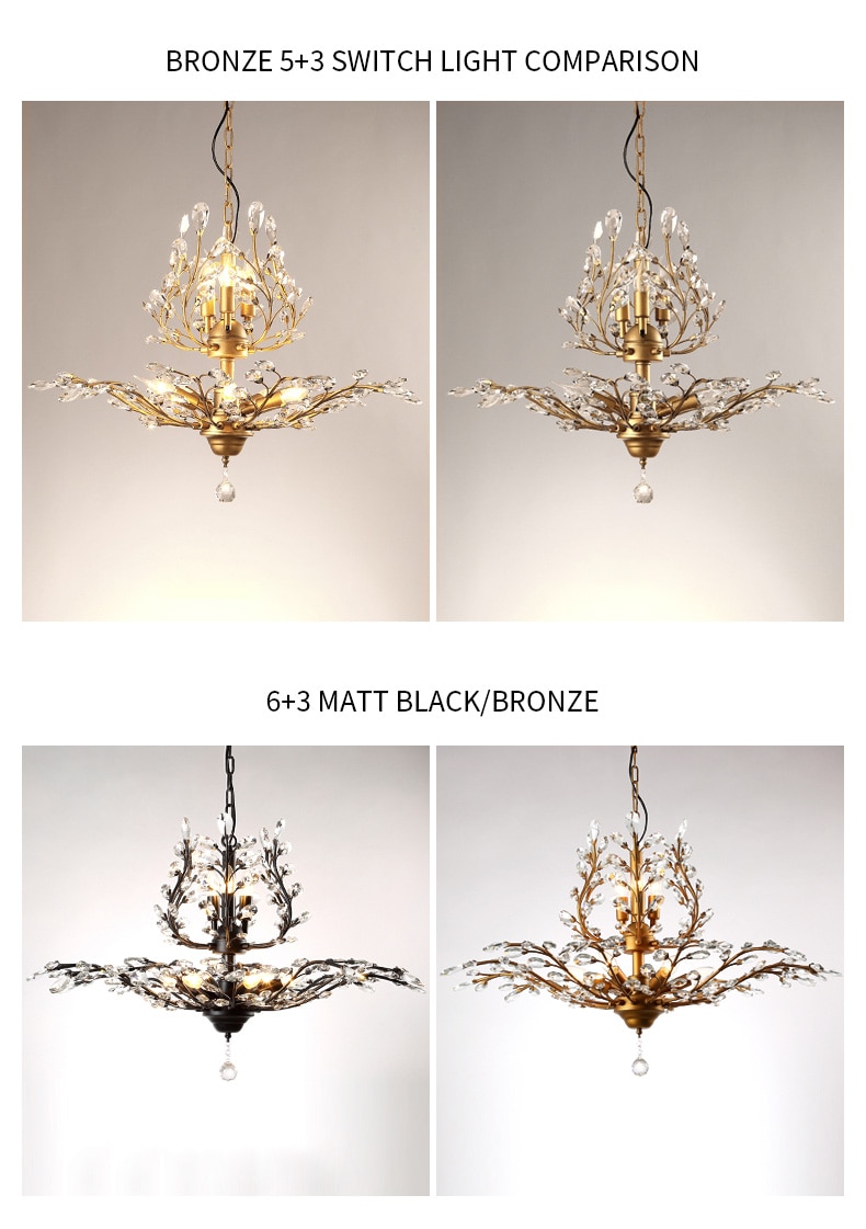 Nordic Chandelier Lustres for Living Room Dining Hotel Lobby Crystal Ceiling Pendant Lamp Home Decor Black Vintage Loft Lighting