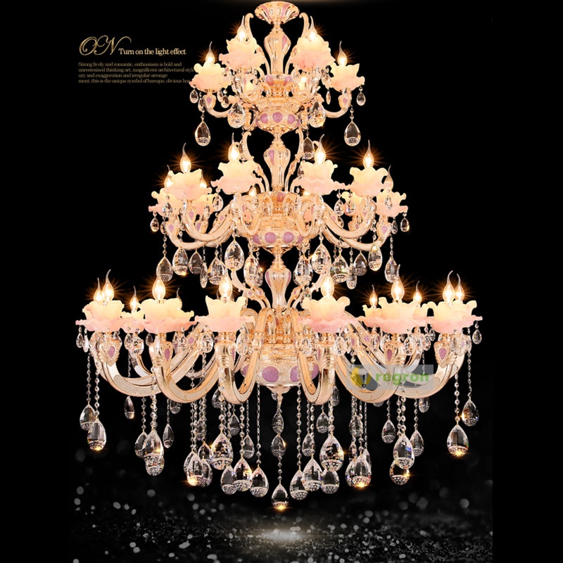 Pink Rose Wedding Chandelier Lighting Restaurant Chandeliers Crystal Lamp Ceiling Bedroom Chandelier Modern Lustre Crystal Light