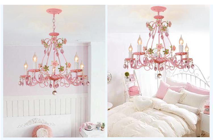 Pink Rose Wedding Chandelier Lighting Restaurant Chandeliers Crystal Lamp Ceiling Bedroom Chandelier Modern Lustre Crystal Light