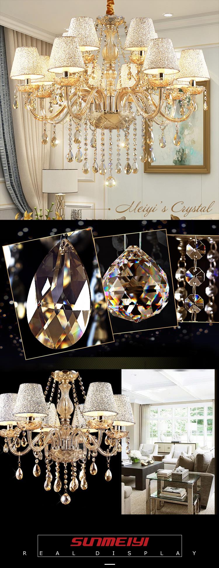 Chandeliers Shiny Shade Lustre Led Moderne for Bedroom Kitchen Hotel Living Room Chandelier Lighting Lampadari Gold LED Crystal