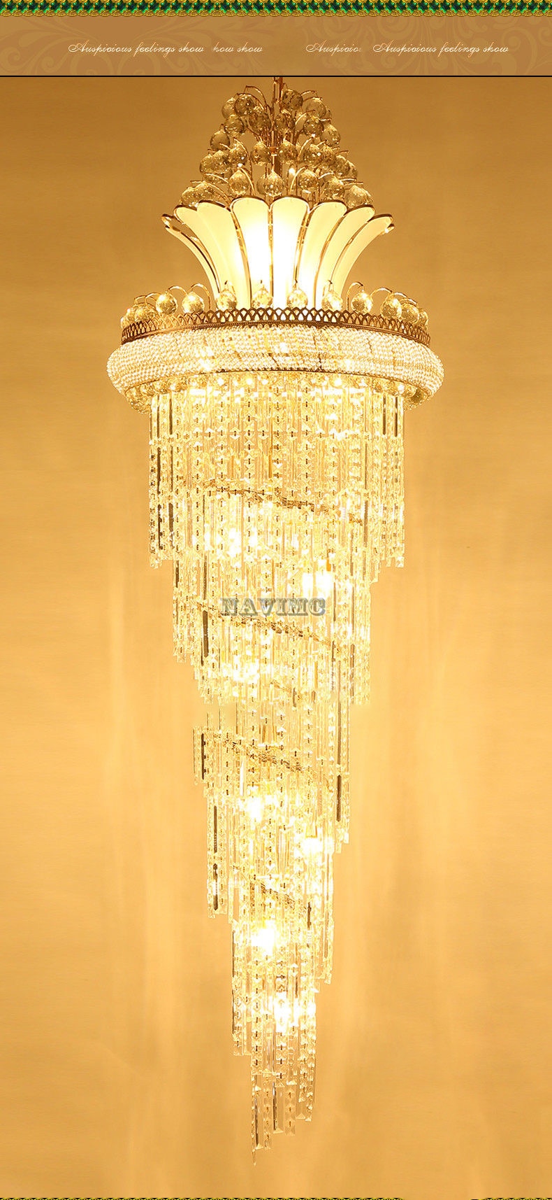 Large Gold Imperial Crystal Chandelier For Hotel Hall Living Room Staircase Hanging Pendant Lamp European Big Lighting