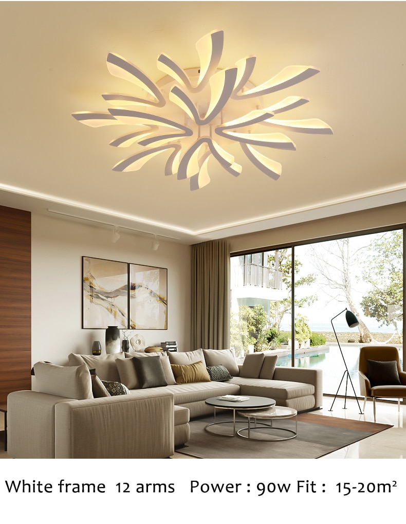 LED Chandelier Indoor Lighting For Living room Bedroom Dining room Black&White Frame Acrylic Ceiling Chandelier Lighting lamps