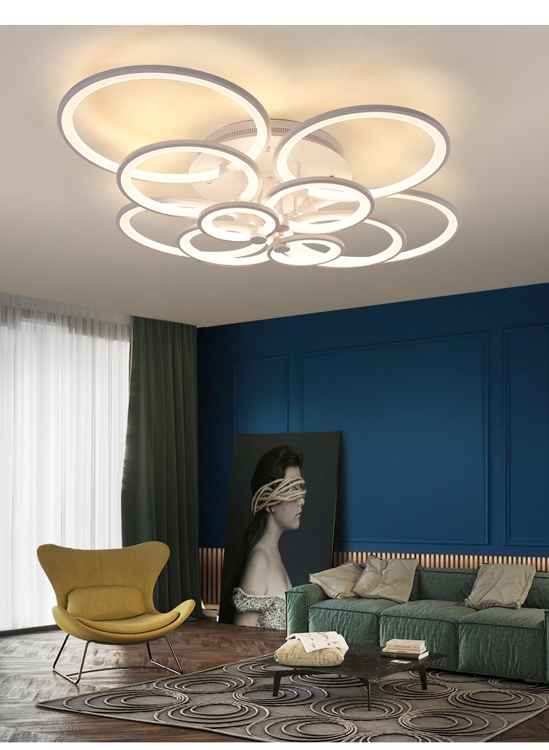 2020 Modern LED Suspended Chandelier Light for Living Room Kitchen Bedroom Dining Table White Ceiling Lamp with Remote Control