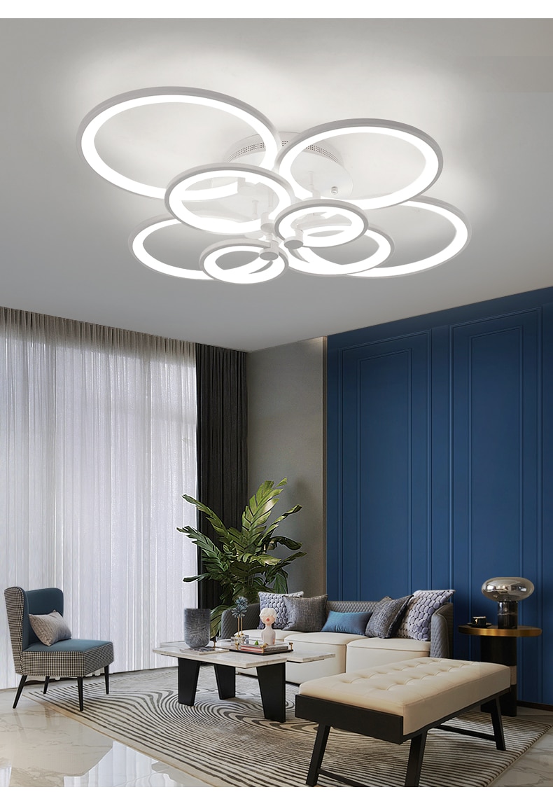 2020 Modern LED Suspended Chandelier Light for Living Room Kitchen Bedroom Dining Table White Ceiling Lamp with Remote Control