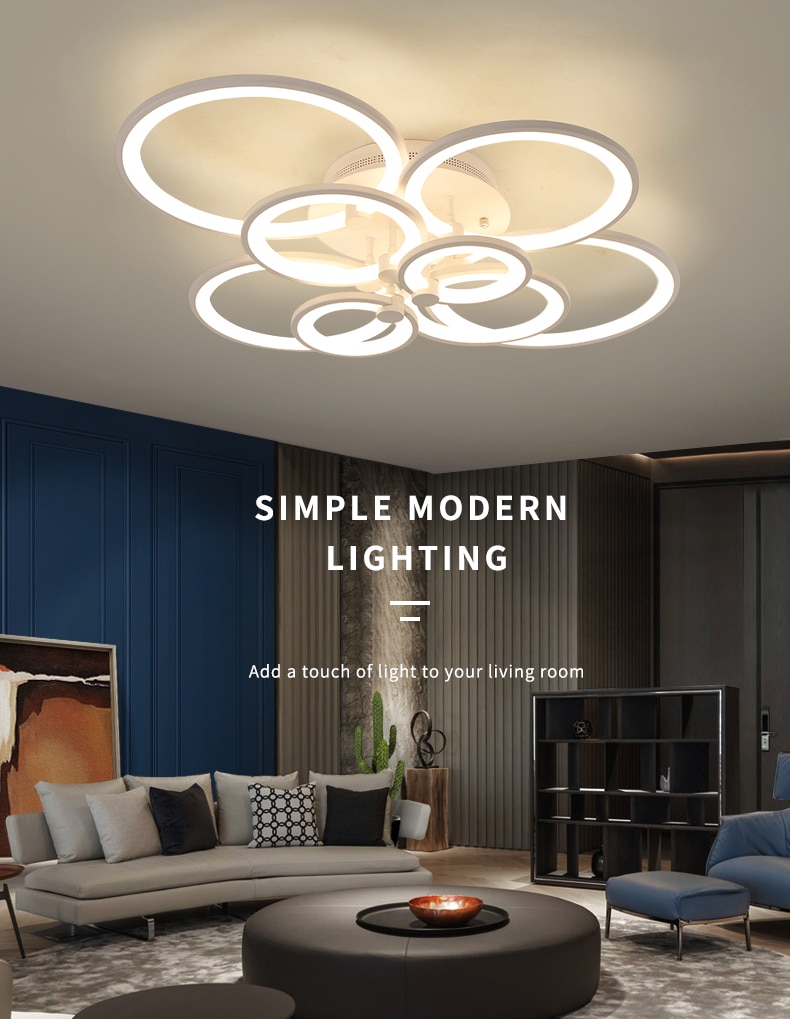 2020 Modern LED Suspended Chandelier Light for Living Room Kitchen Bedroom Dining Table White Ceiling Lamp with Remote Control