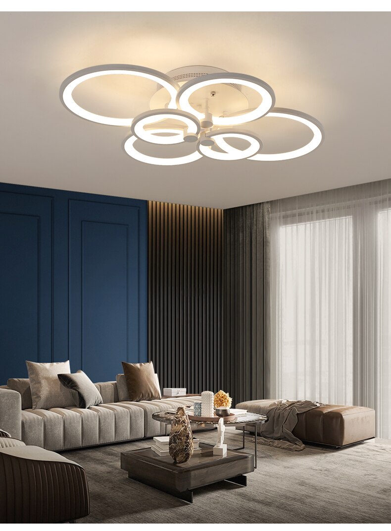 2020 Modern LED Suspended Chandelier Light for Living Room Kitchen Bedroom Dining Table White Ceiling Lamp with Remote Control