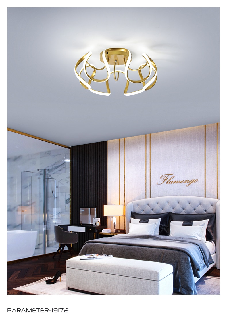 Bedroom Lamp Modern LED Chandelier Lighting Living Study Room Decoration White  Gold Black Color Dimmer Parlor Foyer Luminaria