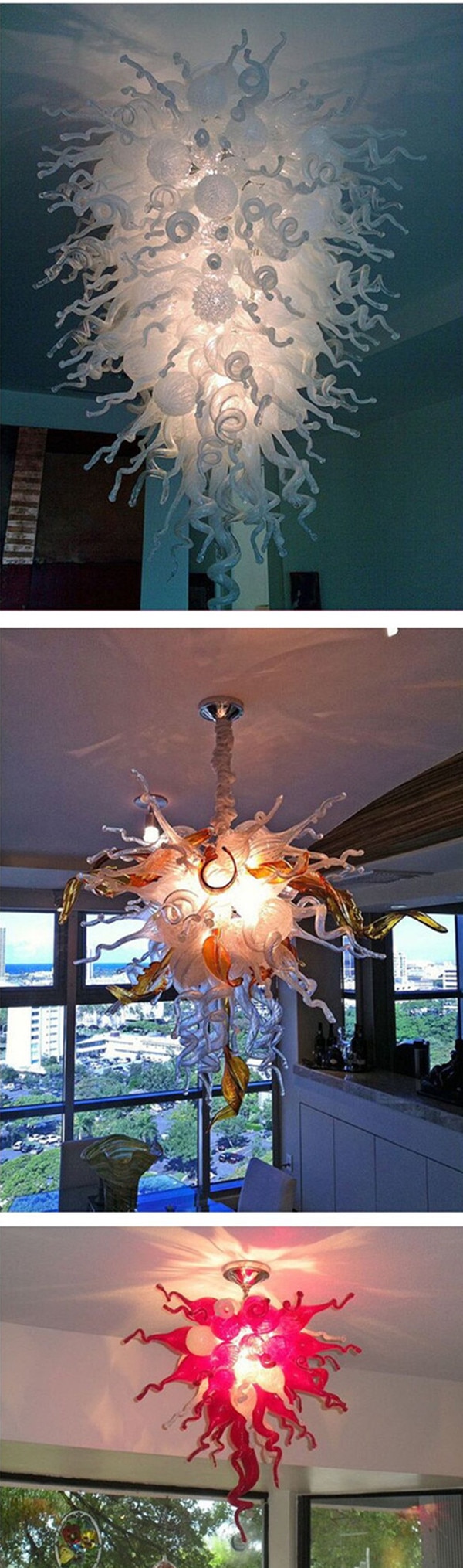 Custom Made Luxury Chandelier Lighting LED Hand Blown Glass Chandeliers for Indoor Home Decoration