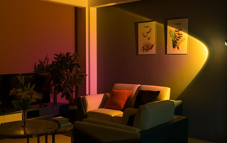 Modern Sunset Floor Lamp Corner Indoor Decor Atmosphere Stand Lamps for Living Room Colorful Club Floor Light Standing Lighting